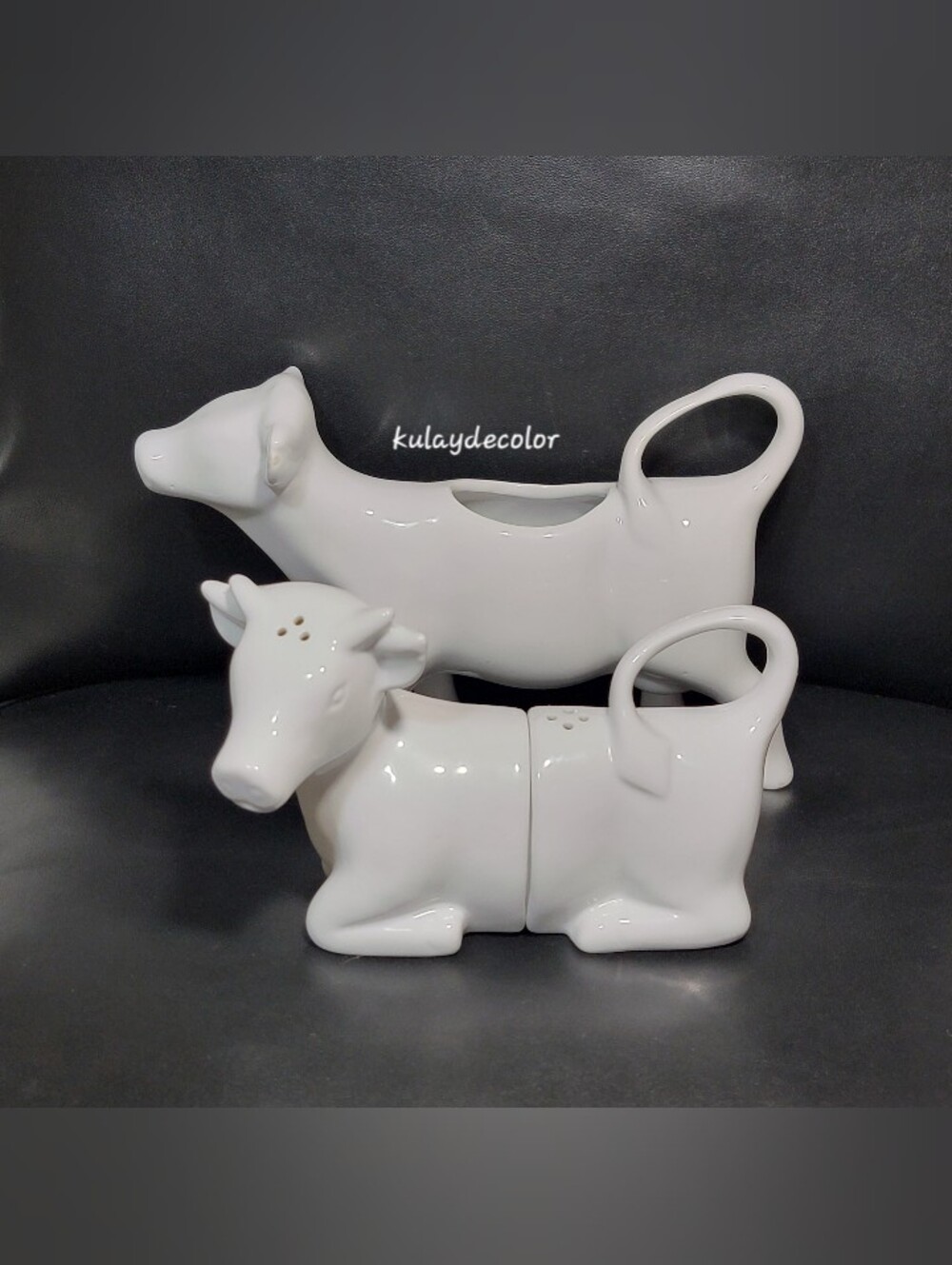 Vintage Ceramic Cow Creamer Salt Pepper Shakers Set of 3 Farmhouse Kitchen Decor